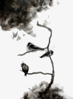 黑树枝中国风水墨图案高清图片