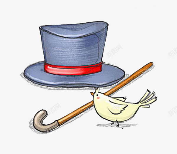 魔术帽和小鸟png免抠素材_新图网 https://ixintu.com 小鸟 手绘 简图 红色 蓝色 魔术帽 黄色