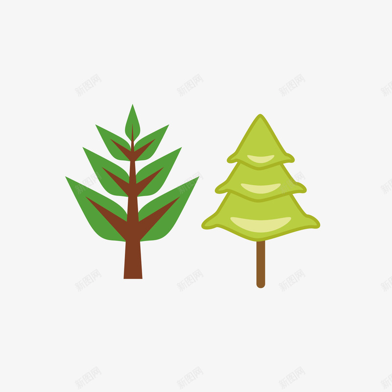 绿色树木可爱组合png免抠素材_新图网 https://ixintu.com 卡通 树 树笔刷 笔刷 绿色