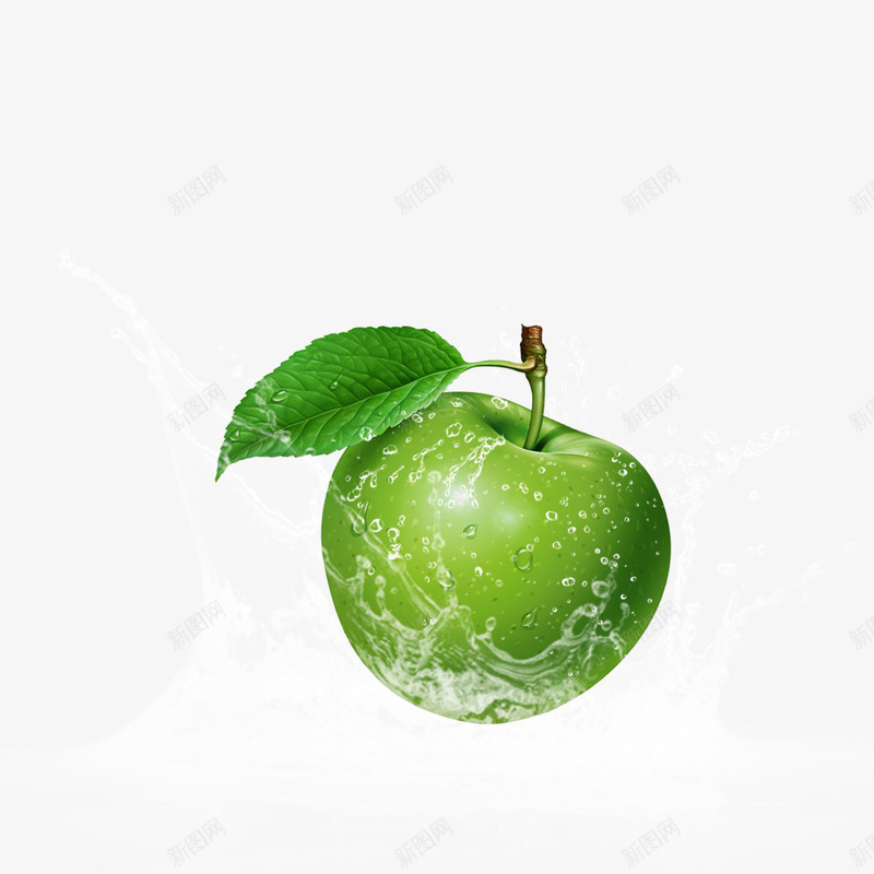 落水的苹果png免抠素材_新图网 https://ixintu.com 水纹 水花 溅起 落水 青苹果