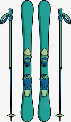 双板滑雪板绿色滑雪双板滑板矢量图高清图片