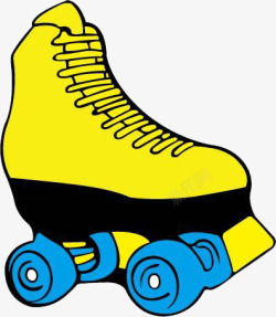 黄色卡通轮滑鞋素材