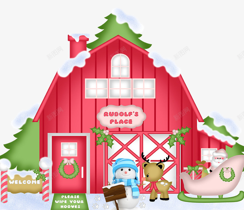 圣诞节卡通小镇png免抠素材_新图网 https://ixintu.com 喜庆 圣诞之夜 圣诞大促 圣诞快乐 圣诞树 圣诞礼物 圣诞老人 圣诞节 广告设计 灯饰 红色 节日气氛 装饰丝带 雪人