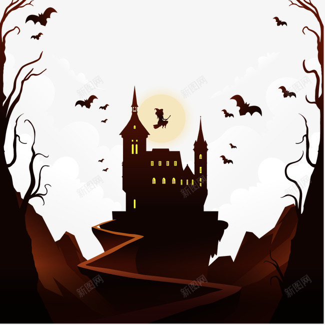 万圣节城堡景观png免抠素材_新图网 https://ixintu.com 万圣节素材 城堡 树枝 蝙蝠
