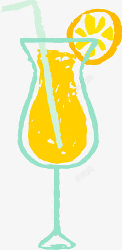 夏季手绘橙色橙汁素材