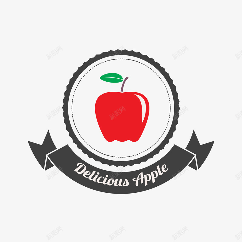 红色苹果标签png免抠素材_新图网 https://ixintu.com 水果苹果丝带标签健康优质