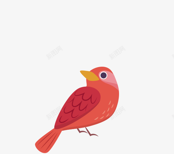 呆萌小鸟png免抠素材_新图网 https://ixintu.com 动物 卡通 可爱 小红鸟插画 红色 鸟类