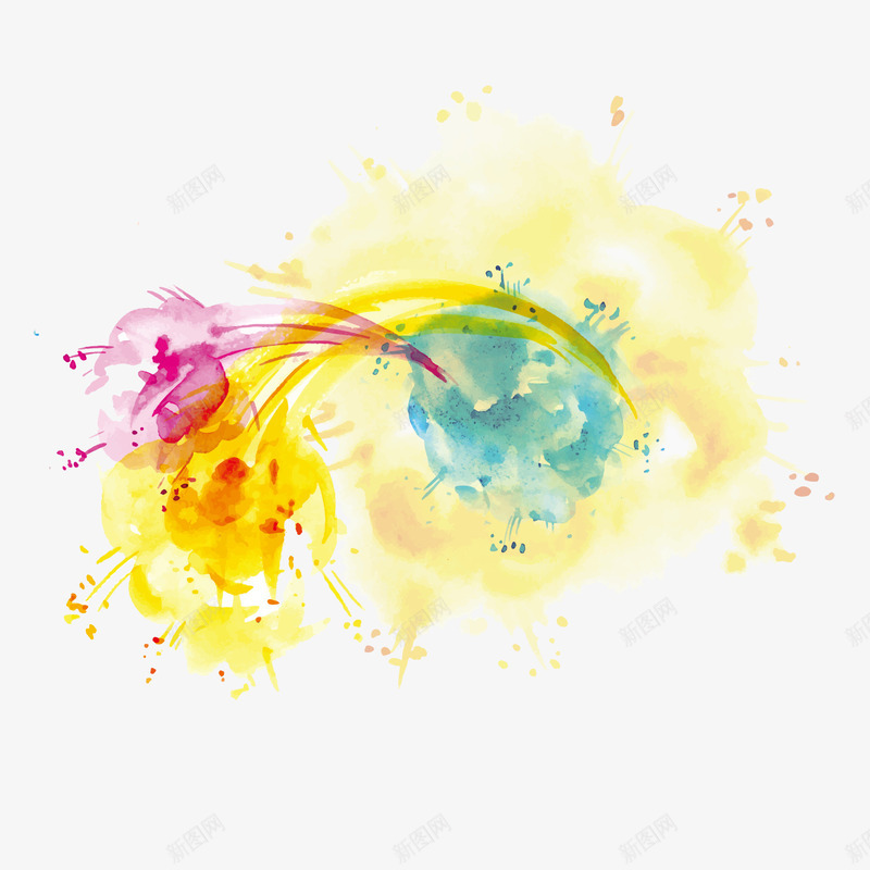 喷溅的水彩png免抠素材_新图网 https://ixintu.com 喷溅 彩色颜料 水彩绘 背景装饰 黄色