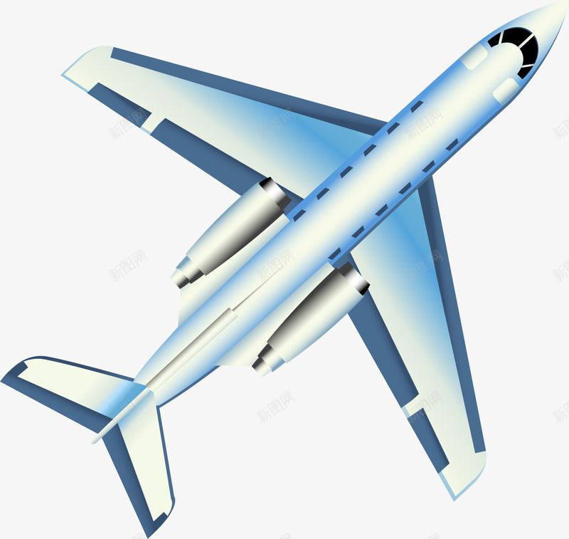 蓝色简约飞机png免抠素材_新图网 https://ixintu.com 免抠PNG 简约 航空公司 蓝色 装饰图案 飞机