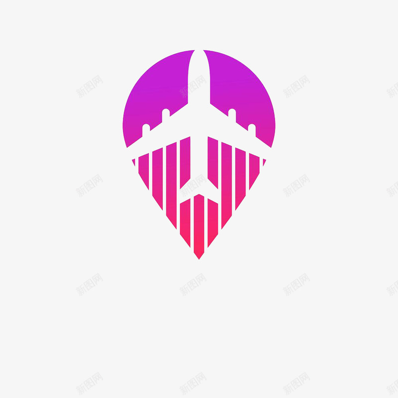 粉色渐变飞机图案定位标志png免抠素材_新图网 https://ixintu.com 定位标志 平面设计 渐变色 粉色 飞机图案
