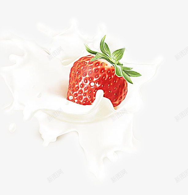 牛奶中的草莓png免抠素材_新图网 https://ixintu.com 动感 喷溅 牛奶中的草莓 香醇牛奶