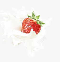 牛奶中的草莓素材