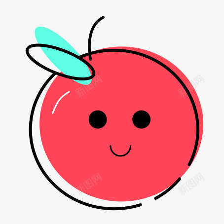 苹果笑脸图标png_新图网 https://ixintu.com 休闲食品 创意图标 创意笑脸 创意苹果 图标 微笑的苹果 手绘 拟人 水果 笑脸 红色 食物