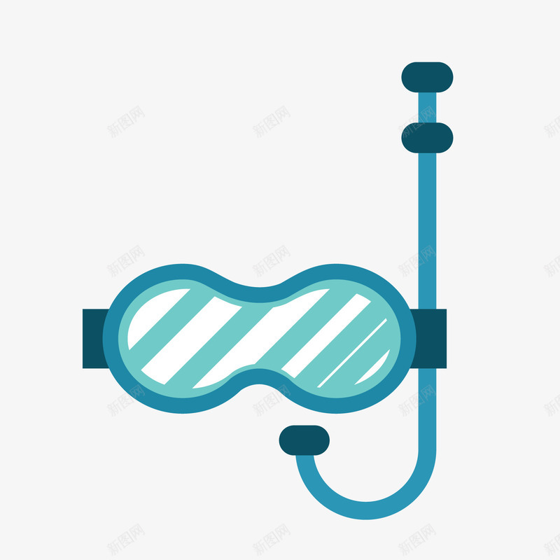 蓝色卡通潜水镜png免抠素材_新图网 https://ixintu.com 卡通 夏季装饰 潜水镜 背景装饰 蓝色