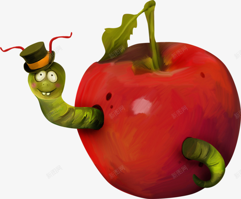 水彩长虫的苹果png免抠素材_新图网 https://ixintu.com png png图片 坏掉 形象 水彩 红色 苹果 长虫
