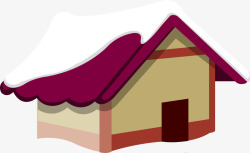 冬日屋子紫色卡通小屋高清图片