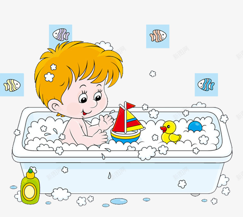 洗泡泡浴的男孩和玩具png免抠素材_新图网 https://ixintu.com 泡泡浴 洗澡 玩具 男孩 老板疯了