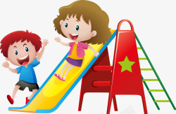 儿童玩玩具贴儿童节滑滑梯的小朋友高清图片