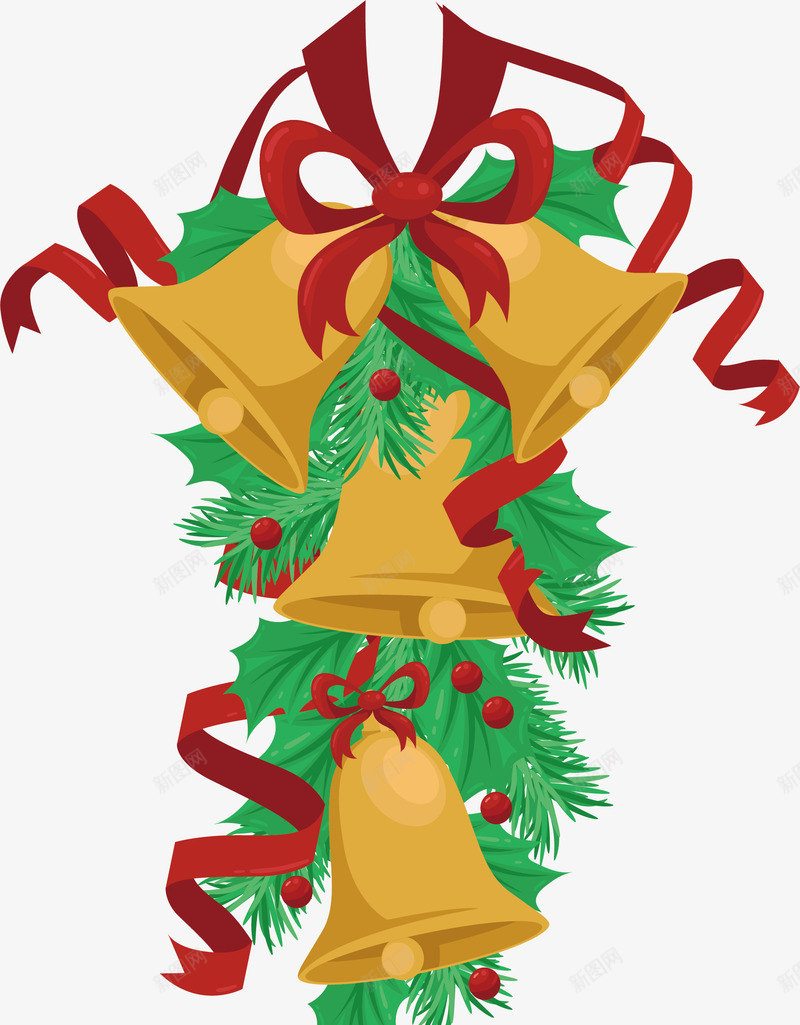 红丝带装饰圣诞铃铛png免抠素材_新图网 https://ixintu.com 圣诞快乐 圣诞节 圣诞铜铃 矢量png 红丝带 铃铛