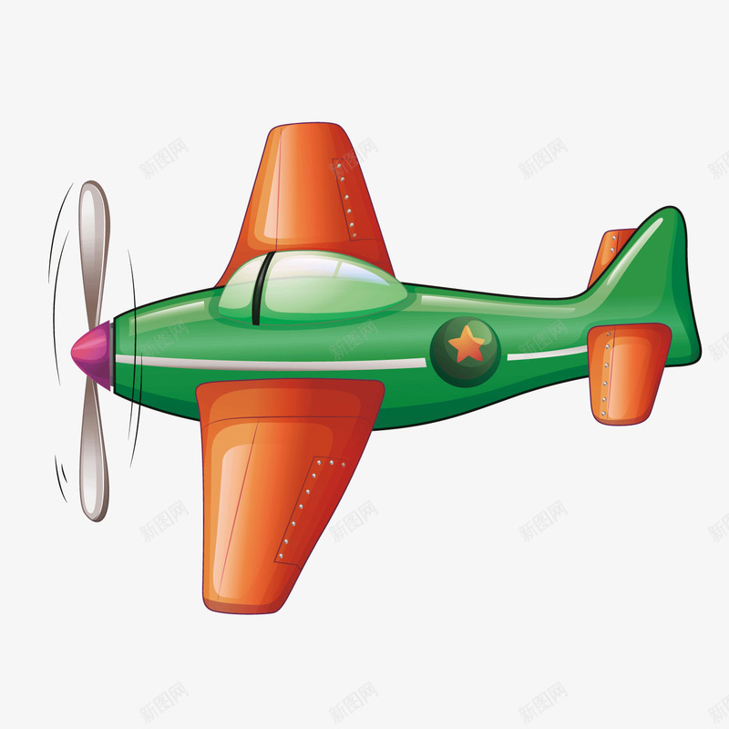 卡通绿色飞机战斗机png免抠素材_新图网 https://ixintu.com 卡通 战斗机 绿色 飞机