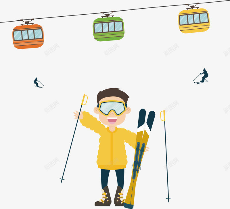 滑雪度假中心欢迎你矢量图ai免抠素材_新图网 https://ixintu.com 冬季度假 度假 滑雪 滑雪中心 矢量png 缆车 矢量图