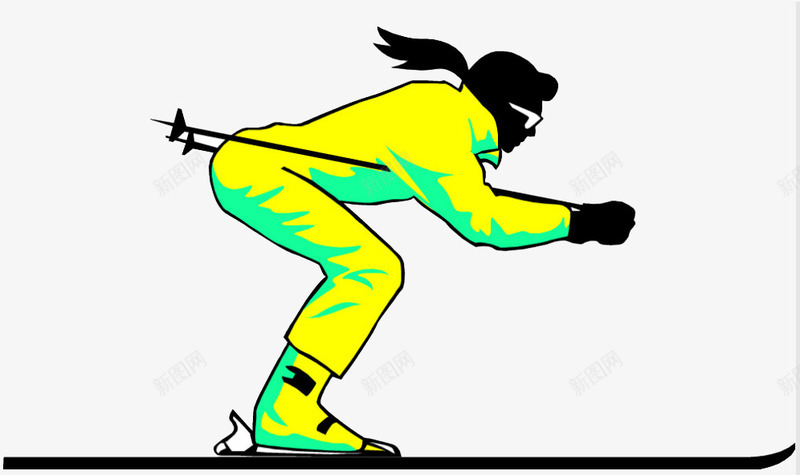 飞驰的滑雪人png免抠素材_新图网 https://ixintu.com 冬季运动 快速滑雪的人 滑雪人 运动员 黄衣服