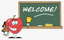 迎接新学期的可爱苹果老师的插图素材