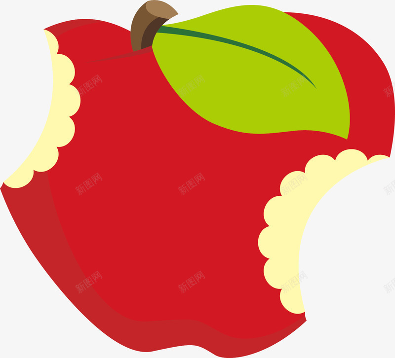 被咬两口的苹果矢量图ai免抠素材_新图网 https://ixintu.com 卡通 可口 手绘 水彩 红色 绿色 美味 香甜 矢量图