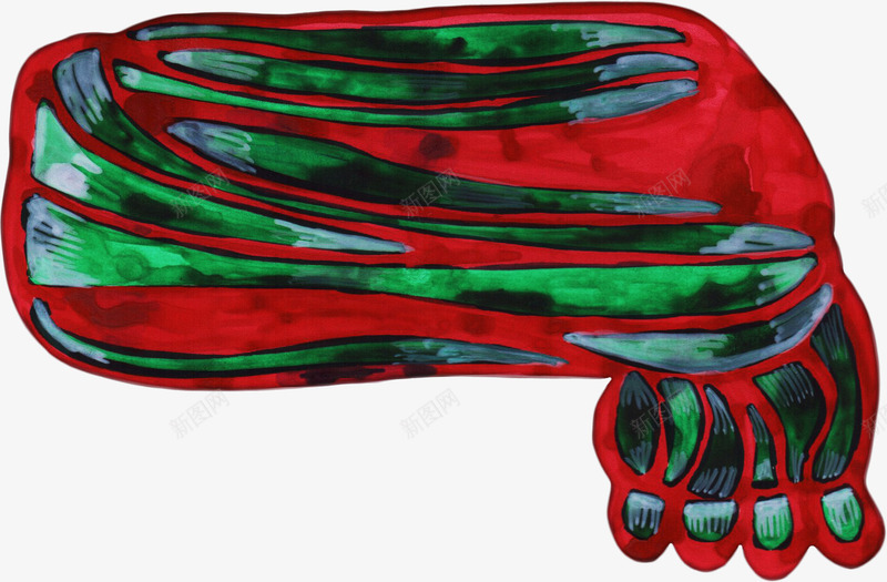 红绿色围巾png免抠素材_新图网 https://ixintu.com 保暖 冬季 围巾 彩绘 毛线 水墨 红绿色 脖子