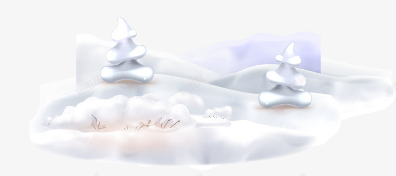 白色雪地树木png免抠素材_新图网 https://ixintu.com 冬季树木 圣诞树 圣诞节 白色雪地 简约大树 自然树木