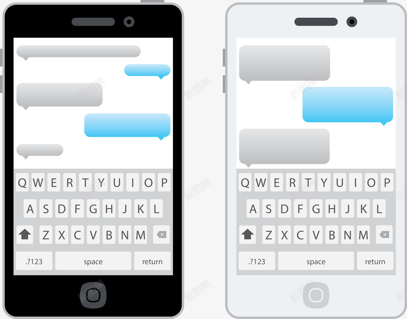 手机对话png免抠素材_新图网 https://ixintu.com 对话框 简讯 聊天 苹果界面 黑白