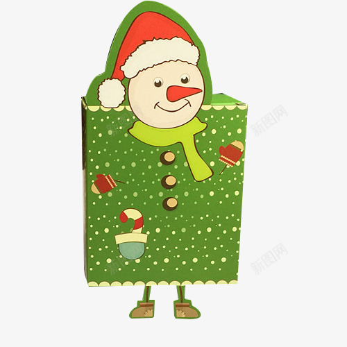绿色雪人圣诞平安果包装盒png免抠素材_新图网 https://ixintu.com 包装礼盒 平安果包装盒 正方形 水果 绿色雪人圣诞 苹果
