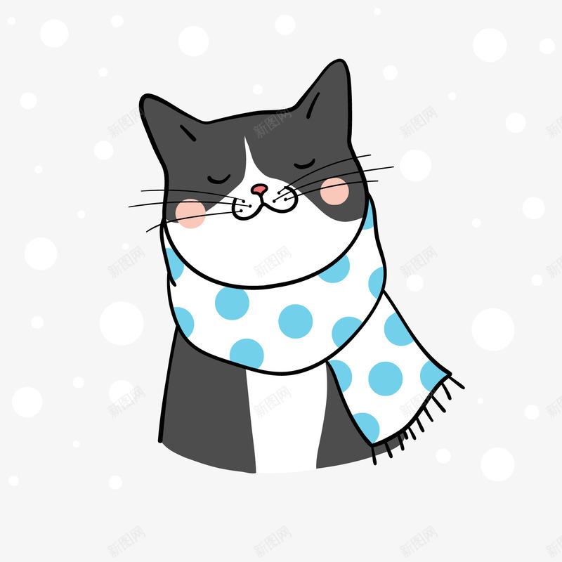 冬季黑色小猫png免抠素材_新图网 https://ixintu.com 冬季小猫 卡通动物 卡通小猫 背景装饰 黑色小猫