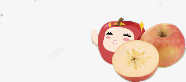 两个苹果和一个卡通苹果png免抠素材_新图网 https://ixintu.com 卡通 可爱 对比 糖心 苹果 食物
