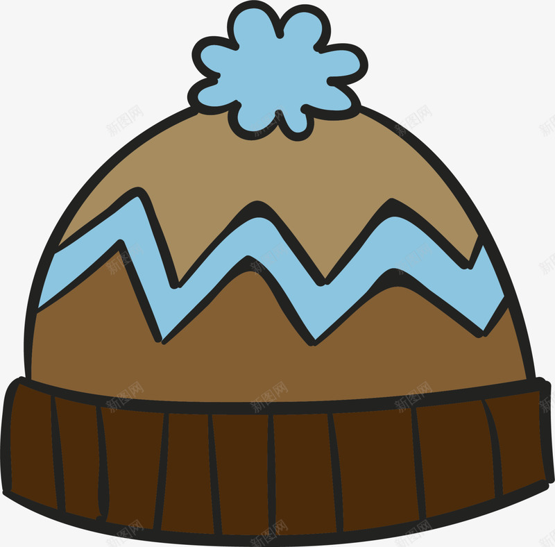 冬季棕色卡通帽子png免抠素材_新图网 https://ixintu.com 冬天帽子 冬季帽子 卡通帽子 棕色帽子 温暖帽子 蓝色毛球