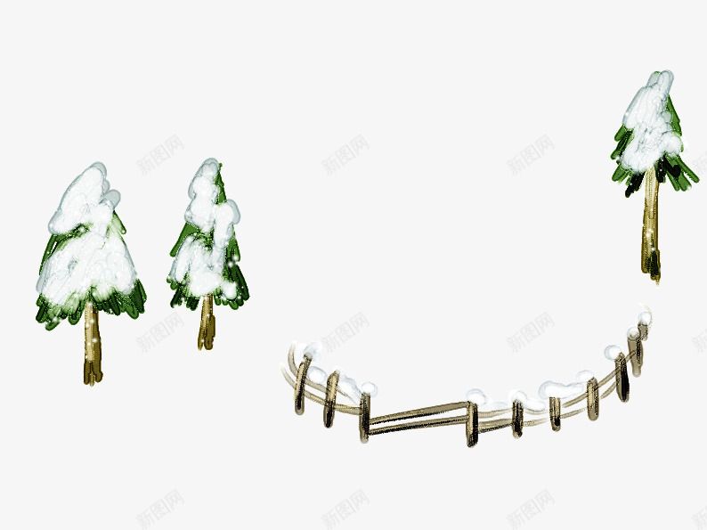 披上雪装的树png免抠素材_新图网 https://ixintu.com 冬季 卡通树 手绘栅栏 手绘树 数木 柏树 植物 雪花