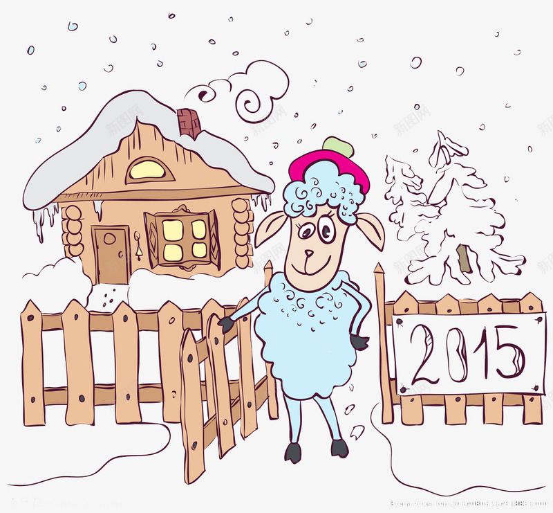 冬季的下雪天png免抠素材_新图网 https://ixintu.com 冬季的下雪天 房子 牧场 羊
