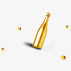 炫酷金色酒瓶装饰图案素材
