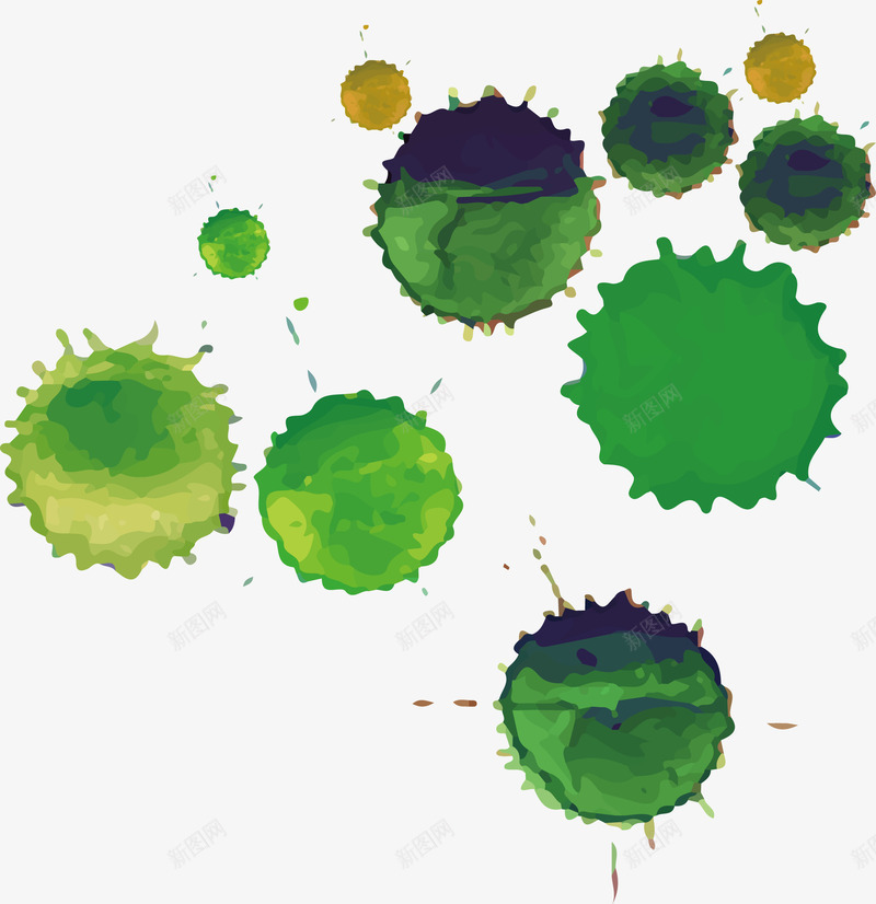 绿色墨点矢量图ai免抠素材_新图网 https://ixintu.com 促销 喷溅效果 圆形 墨点 活动 绿色 矢量图