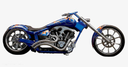蓝色的发动机一辆豪华的摩托车高清图片