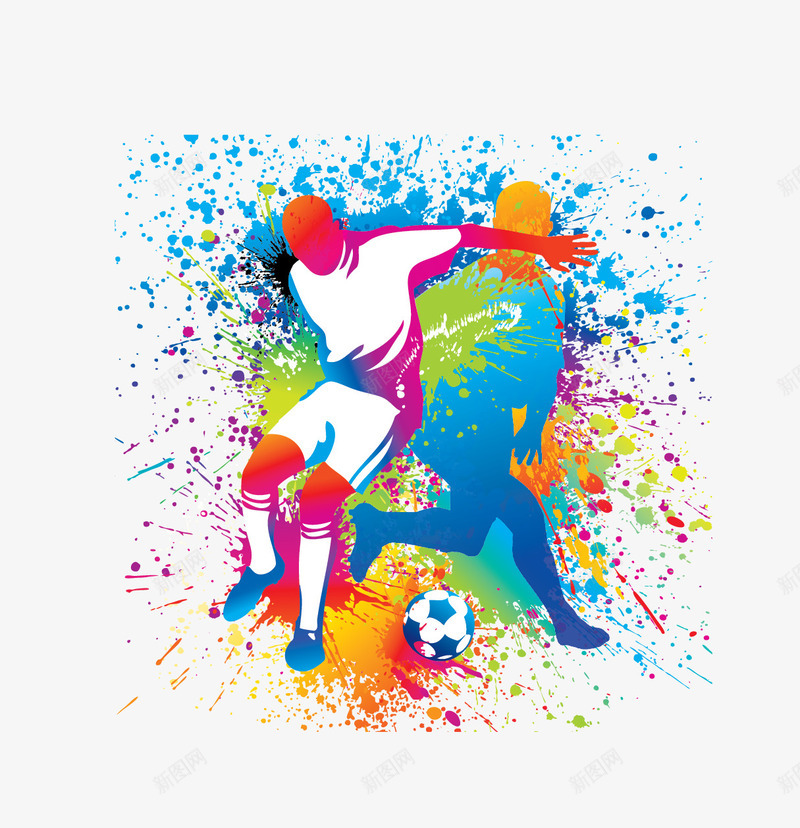 足球运动色彩png免抠素材_新图网 https://ixintu.com 健身 剪影 喷溅 足球 运动员 运动彩色