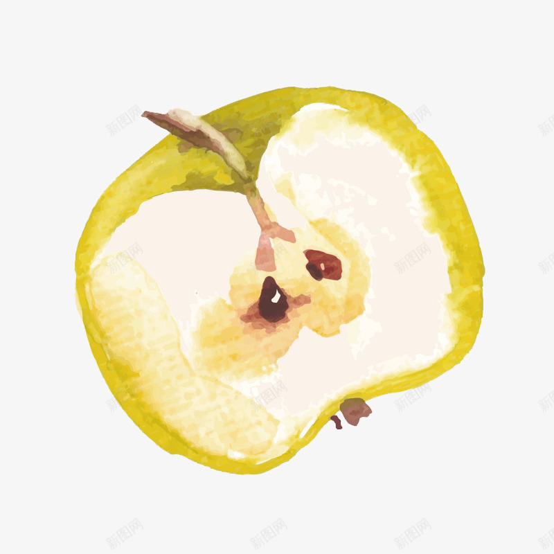 水彩苹果png免抠素材_新图网 https://ixintu.com 半个苹果 水彩 水果 苹果