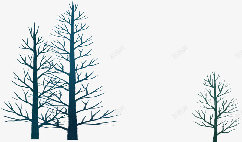 手绘冬季蓝色大树装饰png免抠素材_新图网 https://ixintu.com 冬季 大树 蓝色 装饰