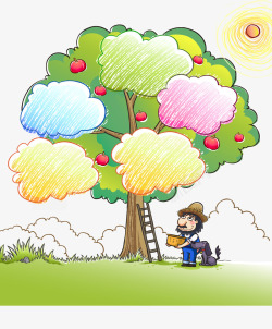 苹果小人卡通苹果树高清图片