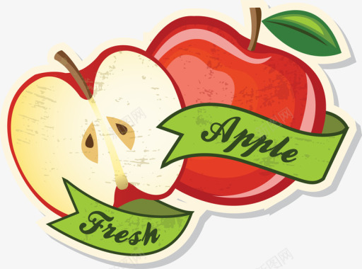 新鲜苹果标水果矢量图图标图标
