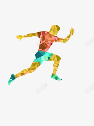 几何彩色运动人物png免抠素材_新图网 https://ixintu.com 几何 奥运会 彩色 色块 跑步 运动 里约