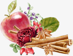 手绘苹果大料鲜花素材