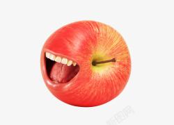 苹果上的牙齿素材
