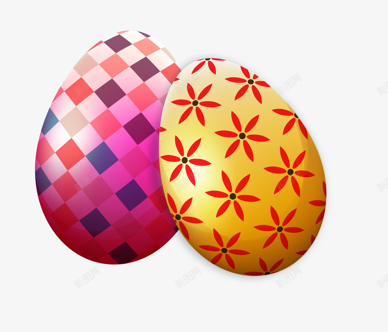复活节两颗美丽彩蛋png免抠素材_新图网 https://ixintu.com 两颗彩蛋 复活节 彩蛋装饰 白色光晕 美丽彩蛋 节日