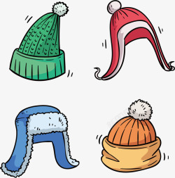 卡通手绘冬季帽子矢量图素材
